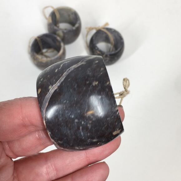 🆕 NEW Marble Napkin Ring Holders Moody Decor Natural Stone Gray Tan Beige 4 - Picture 8 of 15